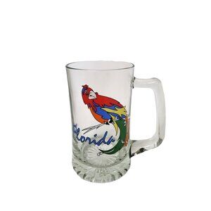 Vintage 1985 Florida Souvenier Vibrant Colored Parrot Beer Mug